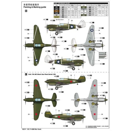 Maquette d'avion en plastique P-40M War Hawk 1/32