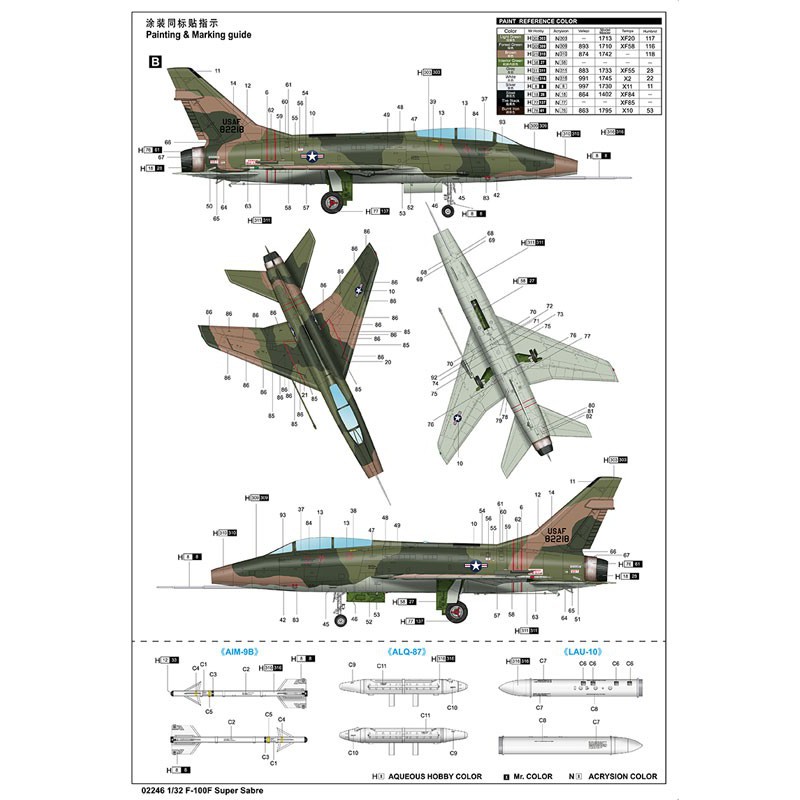 Maquette d'avion en plastique F-100F Super Sabre 1/32 Maquette d'avion en plastique F-100F Super Sabre 1/32