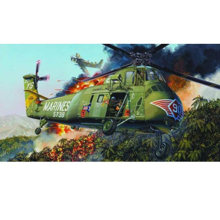 Plastic helicopter model H-34 US marines 1/48 | Scientific-MHD