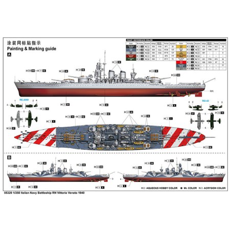 Maquette de Bateau en plastique RN Vittorio Veneto 1940 1/350