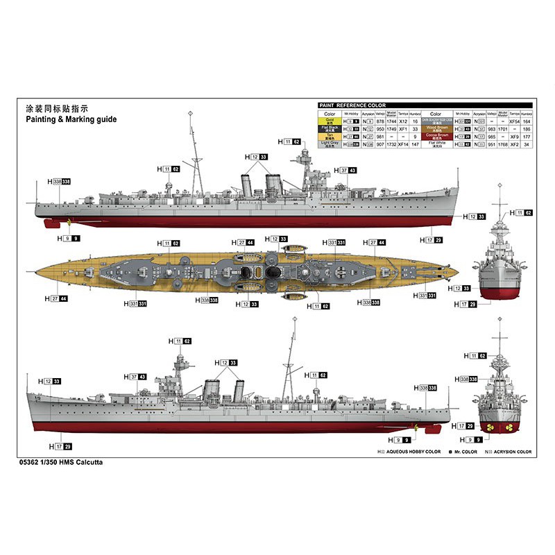Maquette de Bateau en plastique HMS Calcutta 1/350 Maquette de Bateau en plastique HMS Calcutta 1/350