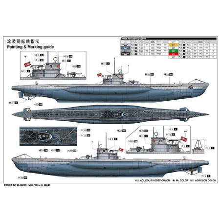 DKM Navy Plastic Boat Model Type VII-C U-BOAT 1/144 | Scientific-MHD