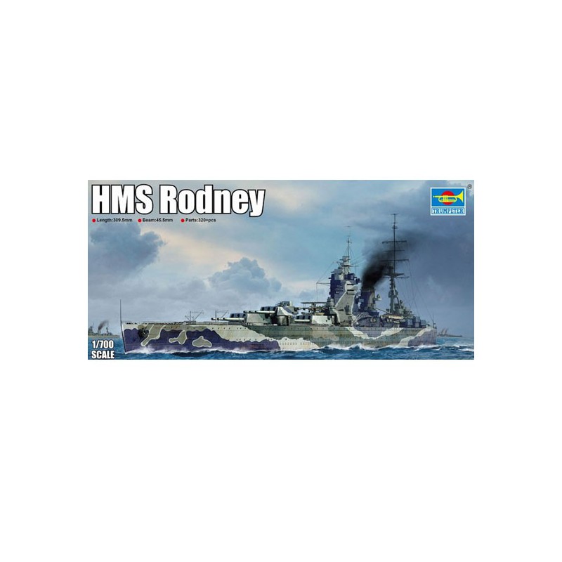 Maquette de Bateau en plastique HMS Rodney 1/700