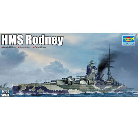 Maquette de Bateau en plastique HMS Rodney 1/700