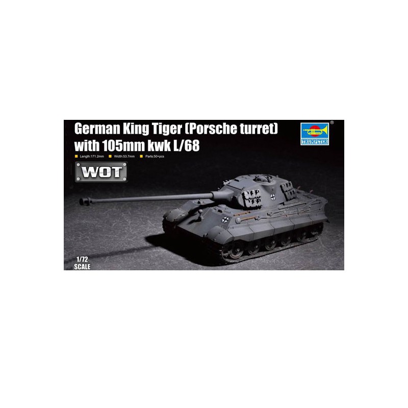 Maquette de Char en plastique German King Tiger with 105mm kwk L/68 1/72