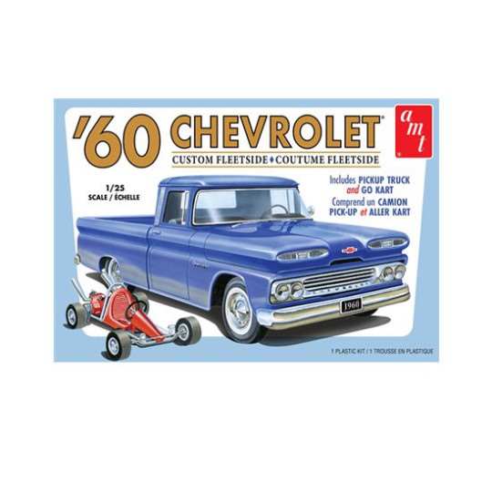 Maquette de voiture en plastique 1960 Chevy Custom Fleetside / Kart 1:25 Maquette de voiture en plastique 1960 Chevy Custom Fleetside / Kart 1:25
