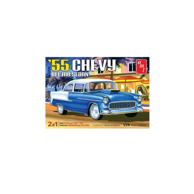 Maquette de voiture en plastique 1955 Chevy Bel Air sedan 1/25