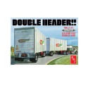Maquette de camion en plastique Double Header Tandem Van Trailers 1/25