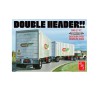 Maquette de camion en plastique Double Header Tandem Van Trailers 1/25