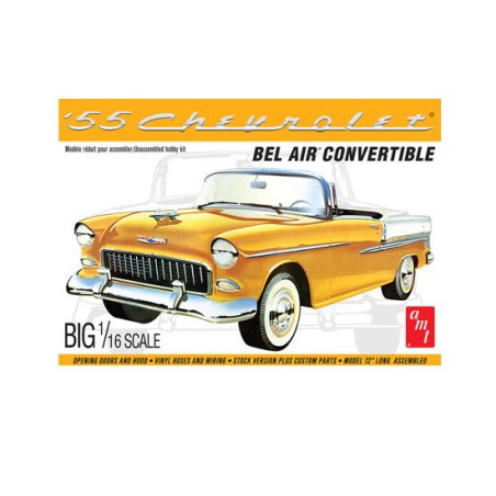 Maquette de voiture en plastique 1955 Chevy Bel Air convertible 1/16