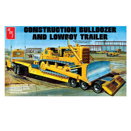 Lowboy Trailer & Bulldozer Combo 1:25 plastic truck model | Scientific-MHD