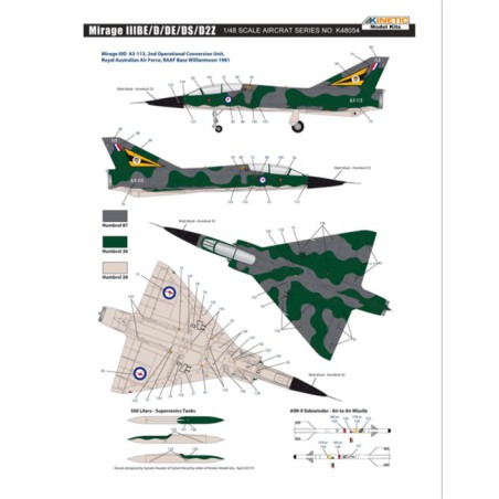 Maquette d'avion en plastique MIRAGE IIIBE/D/DE/DS/D2Z 1/48