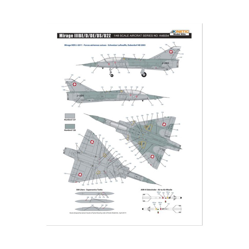 Maquette d'avion en plastique MIRAGE IIIBE/D/DE/DS/D2Z 1/48