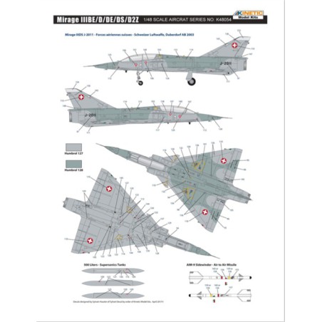 Maquette d'avion en plastique MIRAGE IIIBE/D/DE/DS/D2Z 1/48