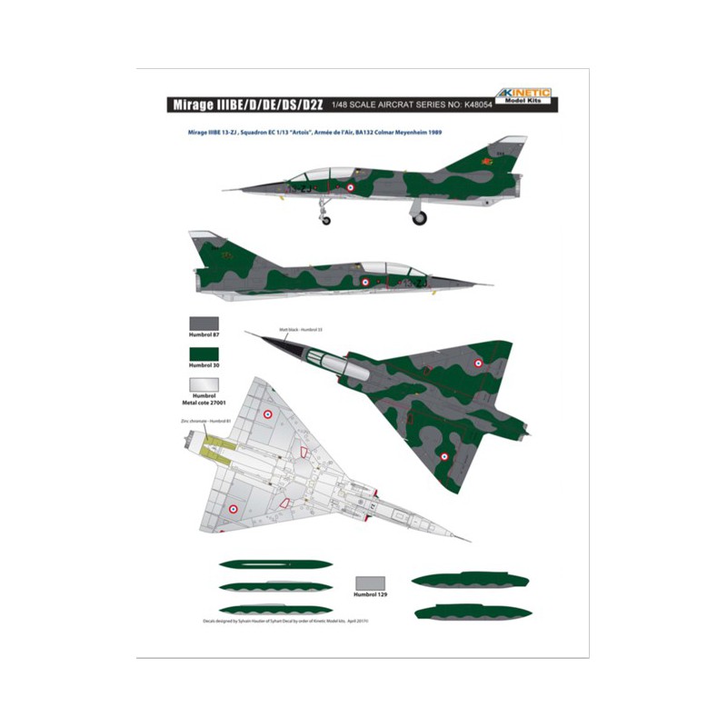Maquette d'avion en plastique MIRAGE IIIBE/D/DE/DS/D2Z 1/48