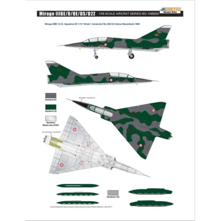 Maquette d'avion en plastique MIRAGE IIIBE/D/DE/DS/D2Z 1/48