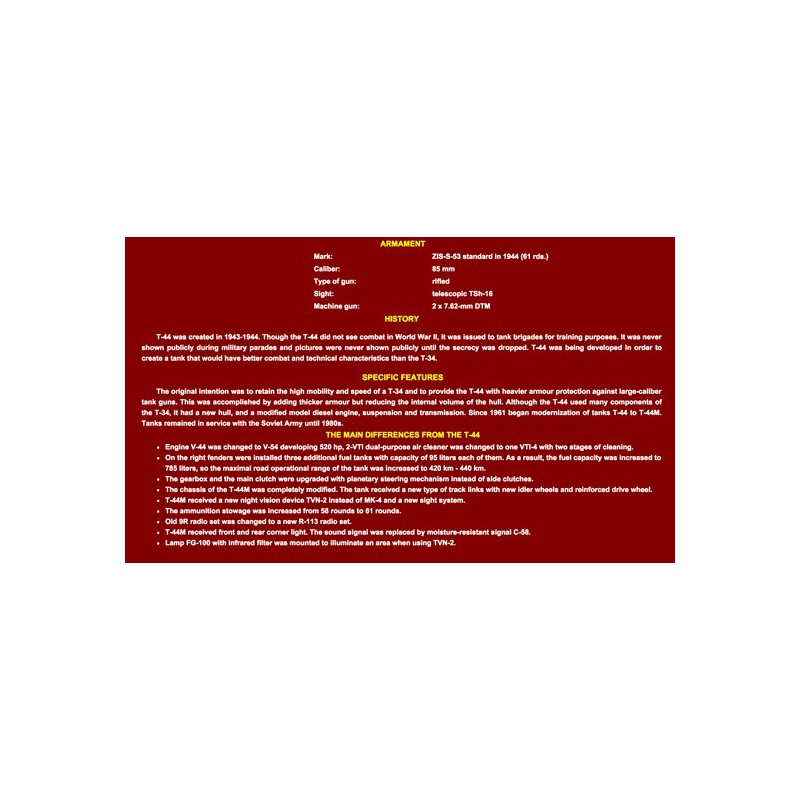 Maquette de Char en plastique T-44M Soviet Tank 1/35