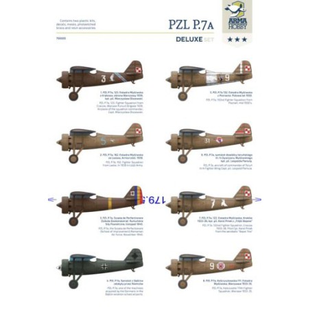 Maquette d'avion en plastique PZL P.7a Deluxe set 1/72