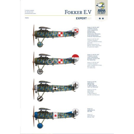 Maquette d'avion en plastique Fokker E.V Expert set 1/72