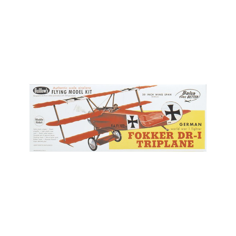 Avion de vol libre radiocommandé FOKKER DR-1 TRIPLANE