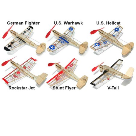 Radio -free flight airplane Assortment 4 x 6 Mini Models | Scientific-MHD