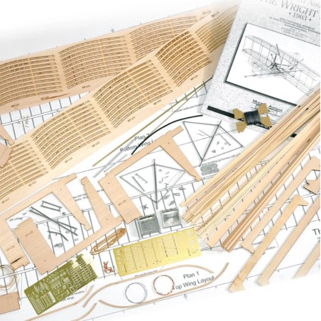 Maquette d'avion en bois WRIGHT FLYER 1/16