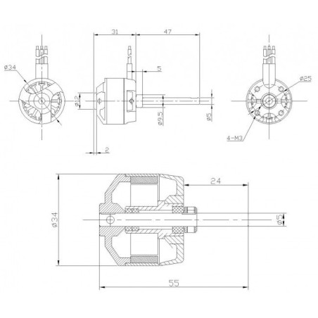 Draft electric motor DM2610 KV1100 engine | Scientific-MHD