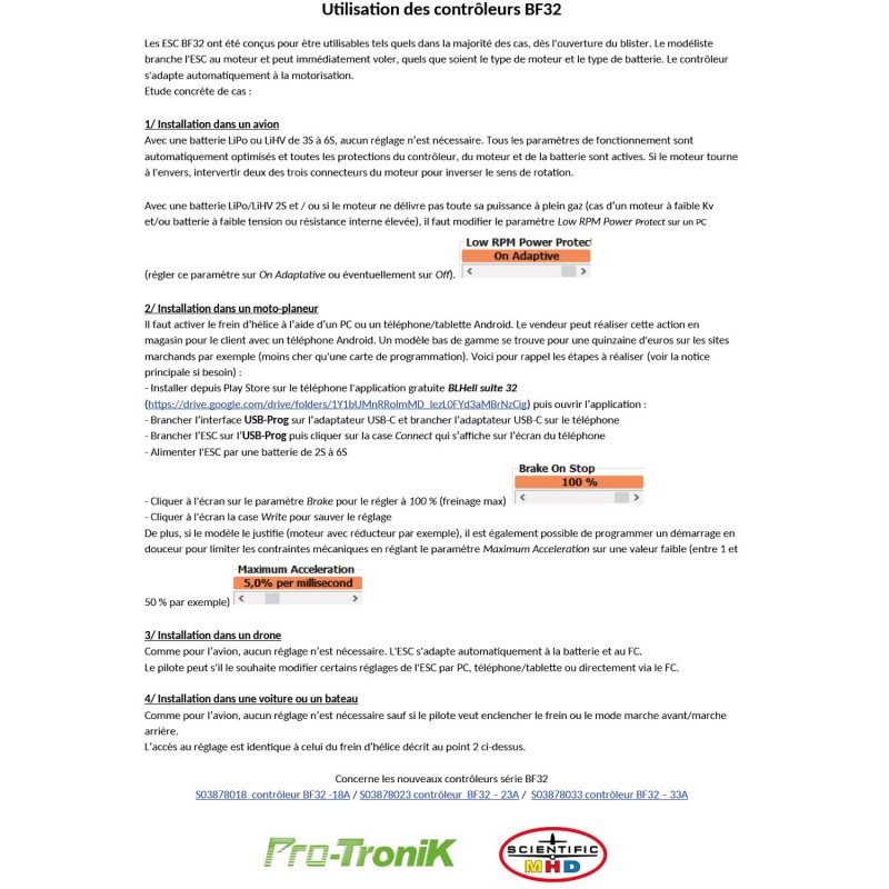 Moteur électrique radiocommandé Variateur BF32-33A