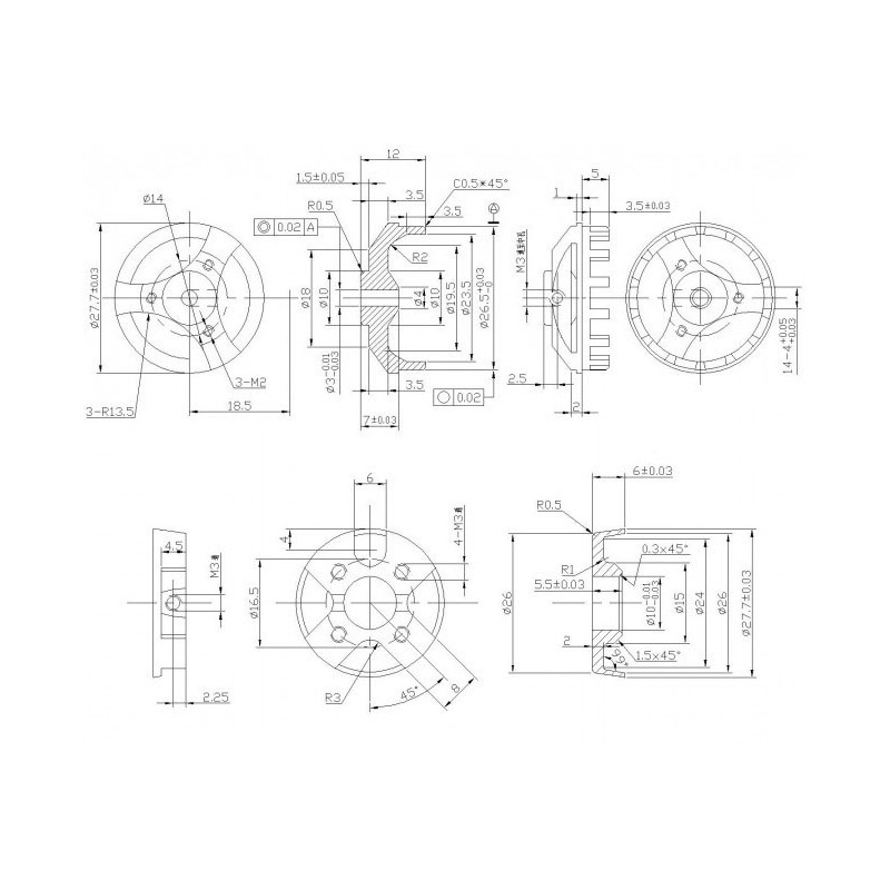 Moteur électrique radiocommandé Moteur DM2210 Kv1100 Moteur électrique radiocommandé Moteur DM2210 Kv1100
