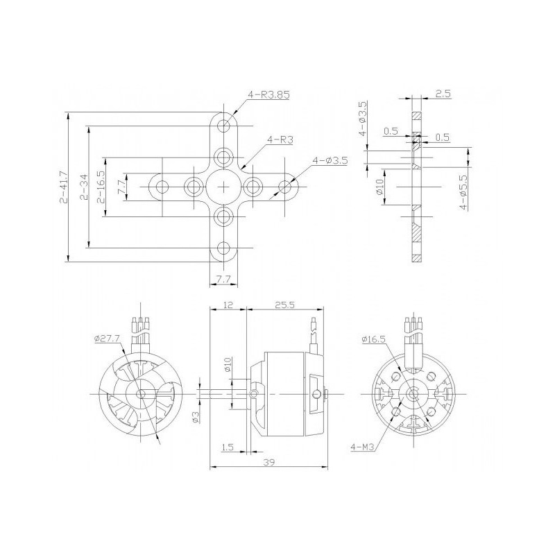 Moteur électrique radiocommandé Moteur DM2210 Kv1100 Moteur électrique radiocommandé Moteur DM2210 Kv1100