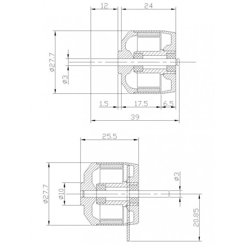 Moteur électrique radiocommandé Moteur DM2210 Kv1100 Moteur électrique radiocommandé Moteur DM2210 Kv1100