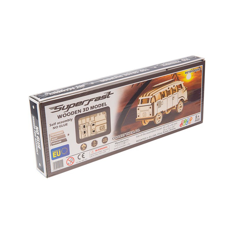 Puzzle 3D mécanique facile pour maquette Bus Retro Superfast Puzzle 3D mécanique facile pour maquette Bus Retro Superfast