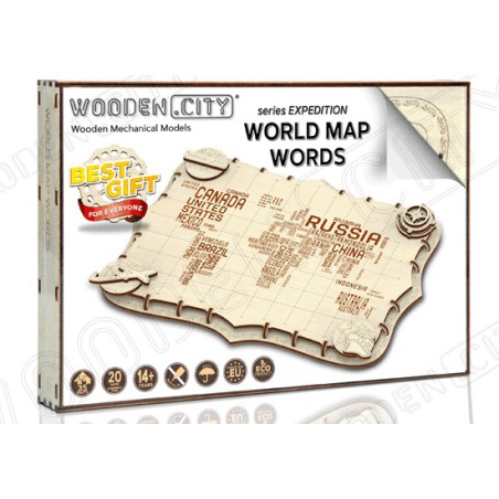 Puzzle 3D mécanique facile pour maquette Carte du monde Expédition série mots