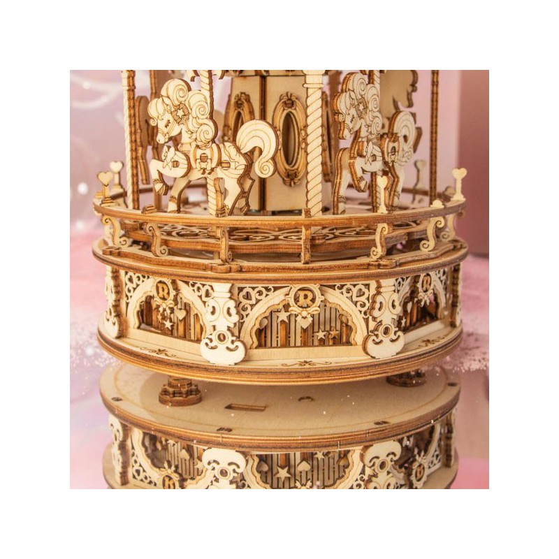 Puzzle 3D mécanique intermédiaire pour maquette Le carrousel romantique musical Puzzle 3D mécanique intermédiaire pour maquette Le carrousel romantique musical