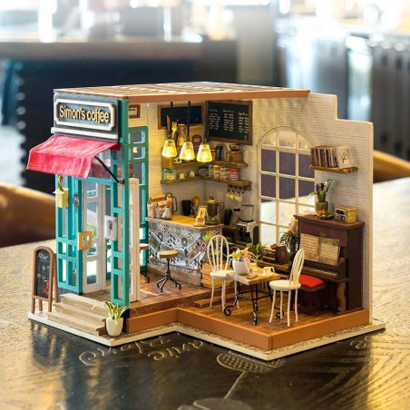 Puzzle 3D mécanique intermédiaire pour maquette Le café de Simon
