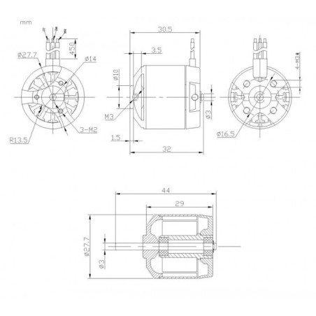 Draft electric motor DM2215 KV1150 engine | Scientific-MHD