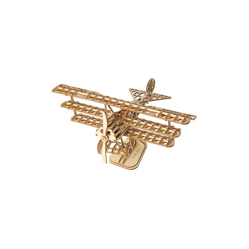Puzzle 3D mécanique facile pour maquette Avion Triplan Robotime