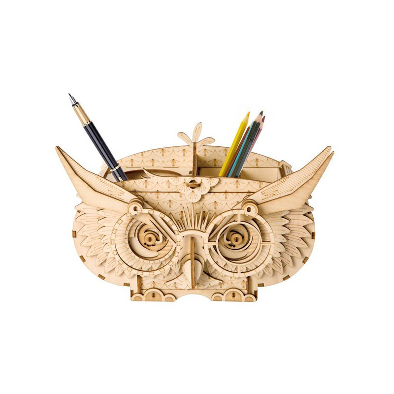 Puzzle 3D mécanique facile pour maquette Boite à crayons hibou