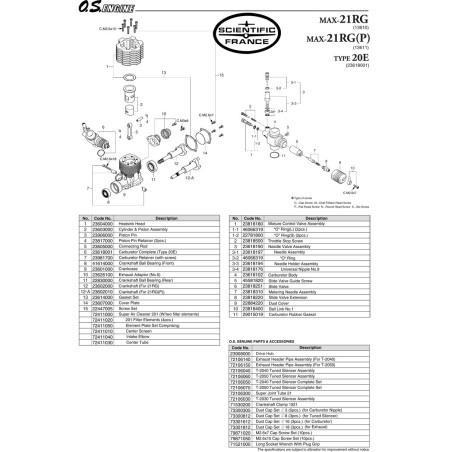 Moteur thermique radiocommandé 21 RG-P ABC