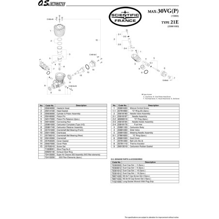 Moteur thermique radiocommandé 30 VG (P)