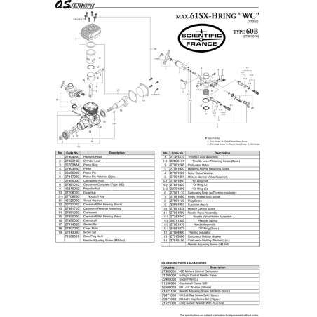 Moteur thermique radiocommandé 61 SX-H RING