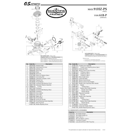 Moteur thermique radiocommandé 91 HZ-PS