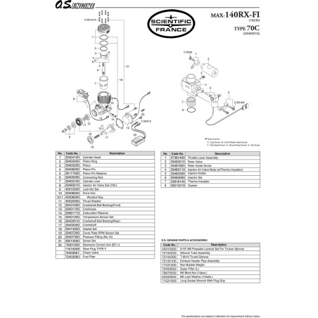 Moteur thermique radiocommandé 140 RX FI