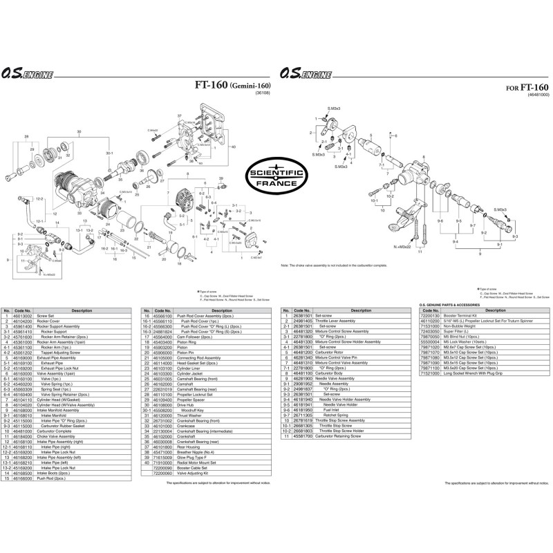 Moteur thermique radiocommandé FT 160 GEMINI
