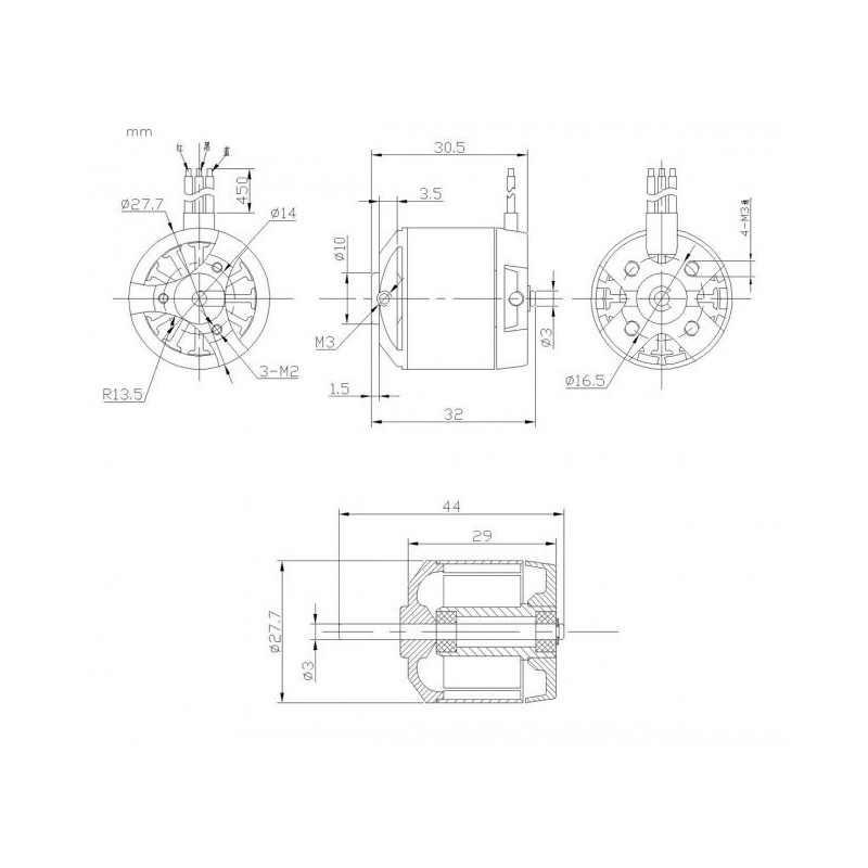 Moteur électrique radiocommandé Moteur DM2215 Kv750