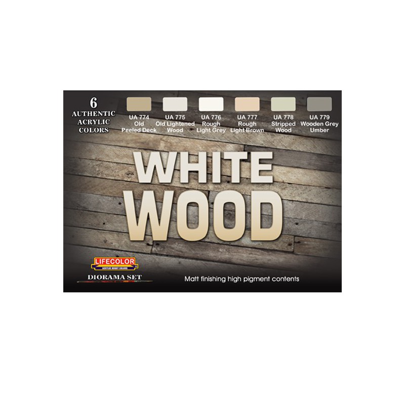 Peinture acrylique Set 6 Bois Clairs / White Wood