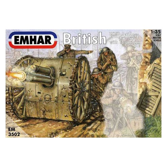 Figurine et petit soldat Artillerie Britanique 1/35 WWI Maquette de Char en plastique ARTILLERIE BRITANNIQUE CANON DE 18 WWI1/35