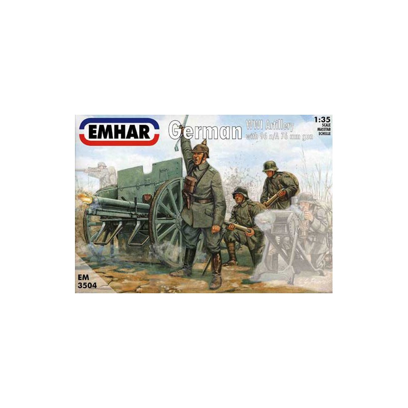 Maquette de Char en plastique ARTILLERIE ALLEMANDE et CANON 77mm WWI1/35