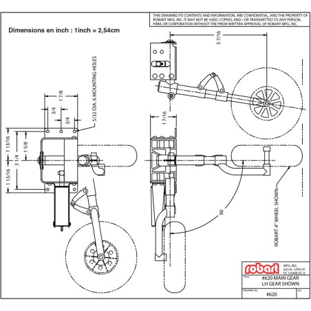 Accessoire embarqué TRAIN RENTRANT PNEUMATIQUE BI-JAMBES AT-6 - 1/6