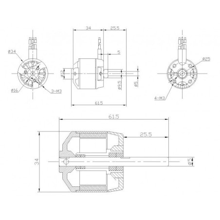 Draft electric motor DM2615 KV1050 engine | Scientific-MHD